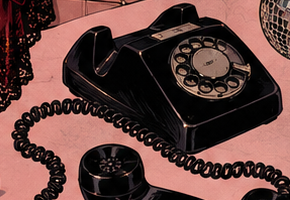 A black rotary phone off the hook